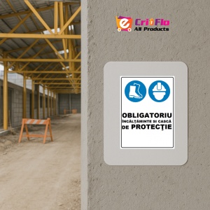 Indicator Obligatoriu incaltaminte si casca de protectie, Sticker autocolant - Img 5