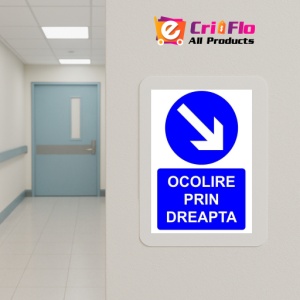 Indicator Ocolire prin dreapta indicator de obligativitate, Sticker autocolant - Img 5
