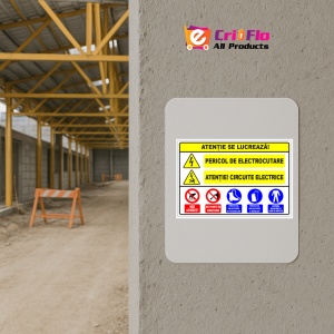 Indicator Panou atentie se lucreaza pericol de electrocutare atentie circuite electrice, Sticker autocolant - Img 5