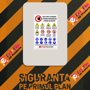 Indicator Panou este strict interzisa intrarea persoanelor straine in santier, Sticker autocolant - Img 2
