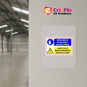 Indicator Panou pentru purtarea manusilor de protectie pentru executarea lucrarilor, Sticker autocolant - Img 3