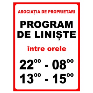 Indicator Pentru asociatia de proprietari si program de liniste, Sticker autocolant