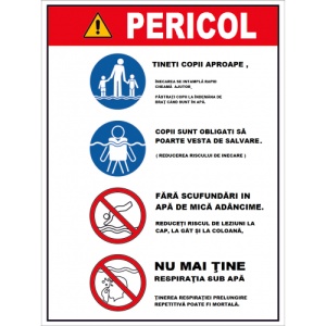 Indicator Pentru bazine de inot, Sticker autocolant