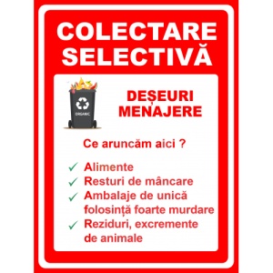 Indicator Pentru colectare selectiva deseuri menajere, Sticker autocolant