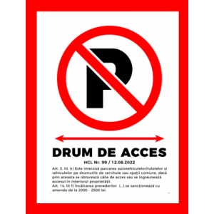 Indicator Pentru drum de acces privat conform legislatie, Sticker autocolant