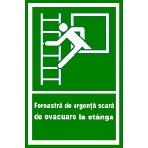 Indicator Pentru fereastra de urgenta scara de evacuare la stanga, Sticker autocolant