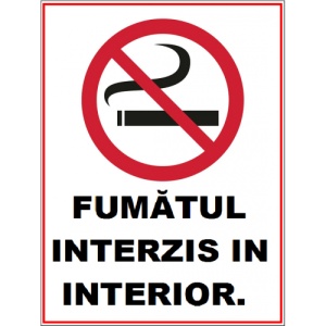 Indicator Pentru fumatul interzis in interior, Sticker autocolant