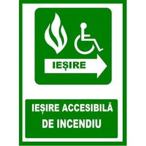 Indicator Pentru iesire accesibila de incendiu cu sageata in dreapta, Sticker autocolant