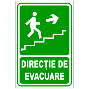 Indicator Pentru iesire de urgenta scari dreapta in sus, Sticker autocolant