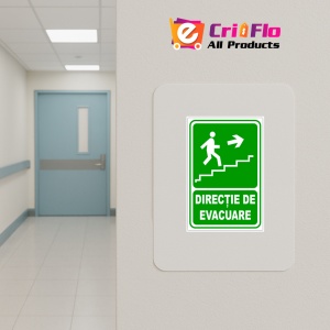 Indicator Pentru iesire de urgenta scari dreapta in sus, Sticker autocolant - Img 4