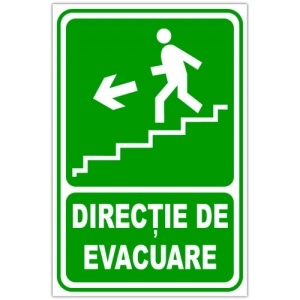 Indicator Pentru iesire de urgenta scari stanga in jos, Sticker autocolant