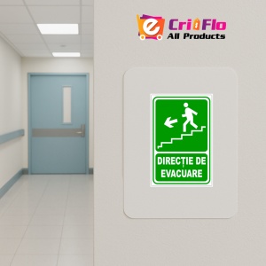 Indicator Pentru iesire de urgenta scari stanga in jos, Sticker autocolant - Img 4