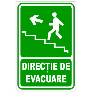 Indicator Pentru iesire de urgenta scari stanga in sus, Sticker autocolant