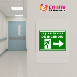Indicator Pentru iesire in caz de incendiu spre dreapta, Sticker autocolant - Img 4