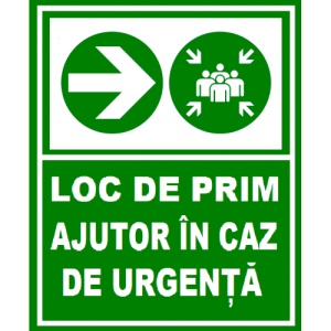 Indicator Pentru loc de adunare in caz de urgenta la drepata, Sticker autocolant