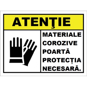 Indicator Pentru materiale corozive poarta protectia necesara, Sticker autocolant