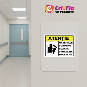 Indicator Pentru materiale corozive poarta protectia necesara, Sticker autocolant - Img 4