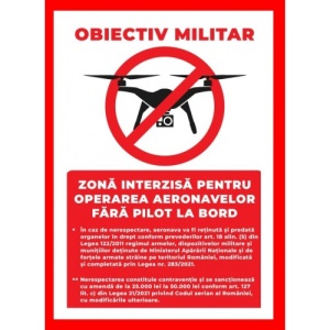 Indicator Pentru obiective militare zona interzisa drone, Sticker autocolant