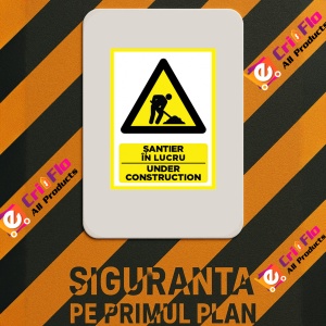 Indicator Pentru santier in lucru under construction, Sticker autocolant - Img 2