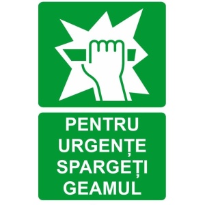 Indicator Pentru urgente spargeti geamul, Sticker autocolant