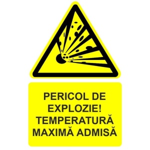 Indicator Pericol de explozie temperatura maxima admisa indicator de avertizare, Sticker autocolant