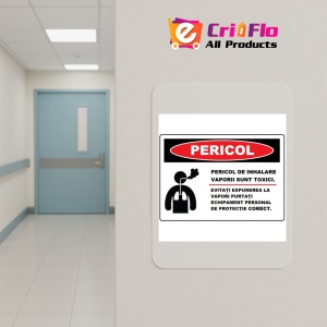 Indicator Pericol de inhalare vaporii sunt toxici, Sticker autocolant - Img 4