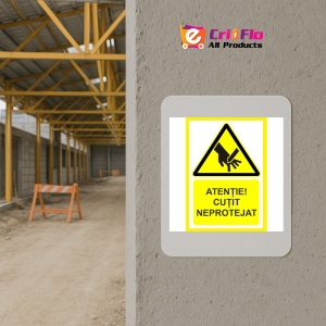 Indicator Placute atentie cutit neprotejat, Sticker autocolant - Img 5