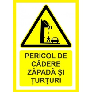 Indicator Placute pericol de cadere zapada si turturi, Sticker autocolant