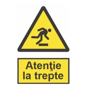 Indicator protectia muncii atentie la trepte, Sticker autocolant