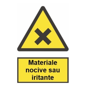 Indicator protectia muncii materiale nocive sau iritante, Sticker autocolant
