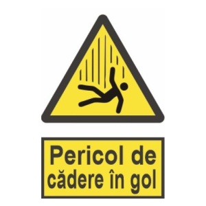 Indicator protectia muncii pericol de cadere in gol, Sticker autocolant