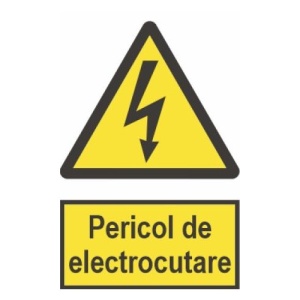 Indicator protectia muncii pericol de electrocutare, Sticker autocolant