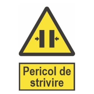 Indicator protectia muncii pericol de strivire, Sticker autocolant