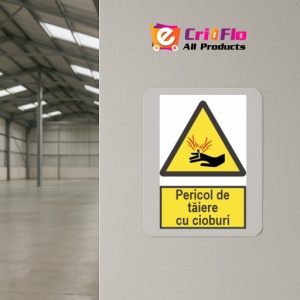 Indicator protectia muncii pericol de taiere cu cioburi, Sticker autocolant - Img 4