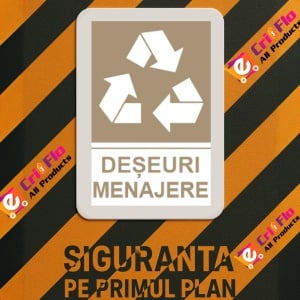 Indicator protectia muncii reciclare deseuri menajere, Sticker autocolant - Img 3