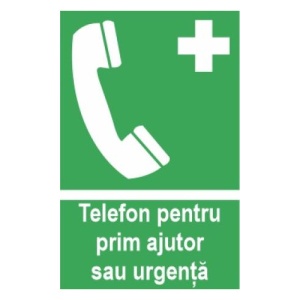 Indicator protectia muncii telefon prim ajutor urgenta, Sticker autocolant