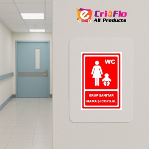 Indicator Rosu pentru grup sanitar mama si copilul, Sticker autocolant - Img 4