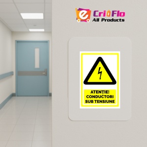 Indicator Semn atentie conductori sub tensiune, Sticker autocolant - Img 5