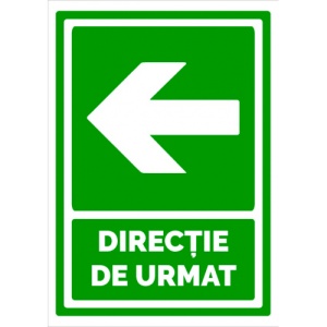 Indicator Semn de directie cu sageata de evacuare in stanga, Sticker autocolant