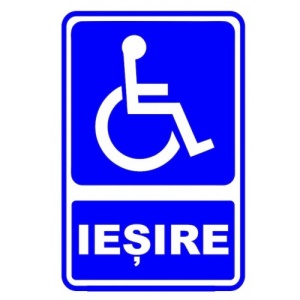 Indicator Semn de iesire pentru persoane cu handicap, Sticker autocolant
