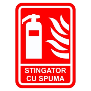 Indicator Semn de stingator cu spuma, Sticker autocolant