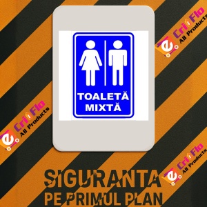 Indicator Semn de toaleta mixta, Sticker autocolant - Img 3