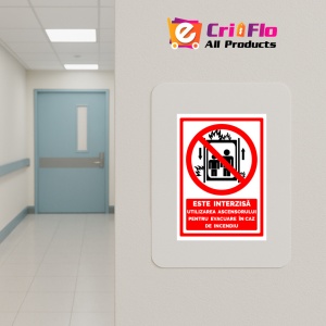 Indicator Semn este interzisa utilizarea ascensorului pentru evacuare in caz de incendiu, Sticker autocolant - Img 5