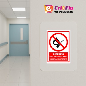 Indicator Semn interzis focul deschis si fumatul in locurile neautorizate, Sticker autocolant - Img 5