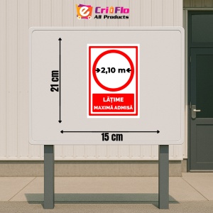 Indicator Semn latime maxima admisa 2,10 metrii, Sticker autocolant - Img 2