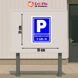 Indicator Semn parcare cu plata 5 lei ora, Sticker autocolant - Img 2