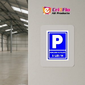 Indicator Semn parcare cu plata 5 lei ora, Sticker autocolant - Img 4