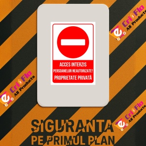 Indicator Semn pentru acces interzis persoanelor neautorizate proprietate privata, Sticker autocolant - Img 3