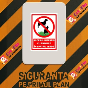 Indicator Semn pentru accesul interzis cu animale in spatiul verde, Sticker autocolant - Img 3