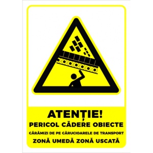 Indicator Semn pentru atentie pericol cadere obiecte caramizi, Sticker autocolant